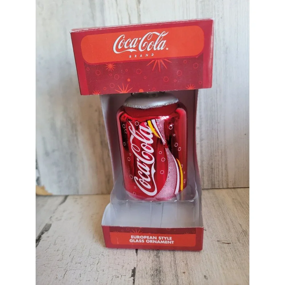 Vintage European glass coke can ornament Xmas glitter‎ soda